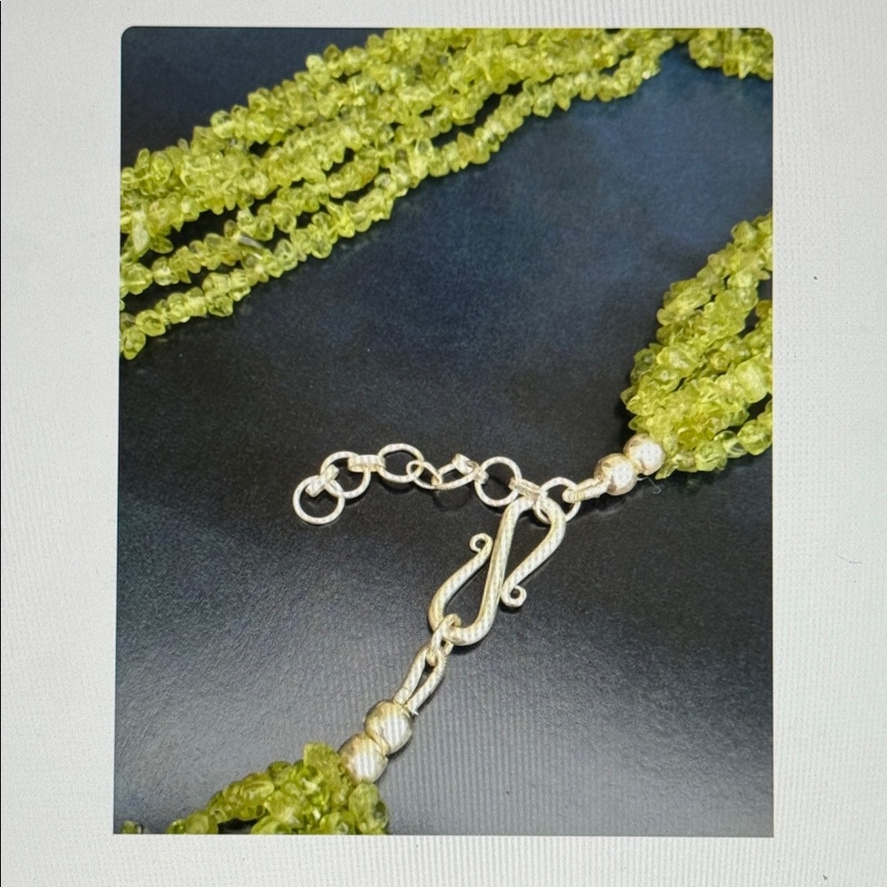 Genuine Peridot Multi Strand Necklace Sterling Silver Green August Birthstone